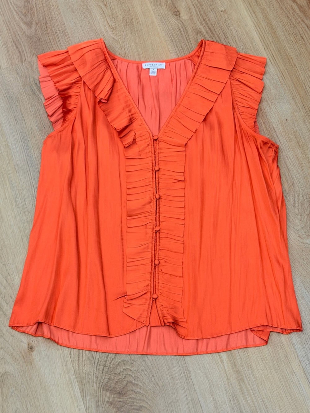 Current Air Coral Pink Ruffled V-Neck Sleeveless Blouse